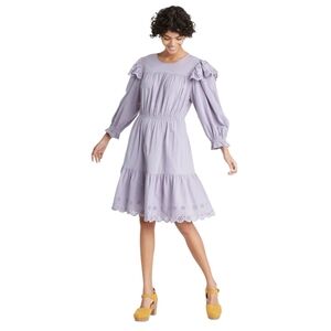 NWOT Universal Thread Ruffle Peasant Dress Medium Tiered Long Sleeve Pockets.